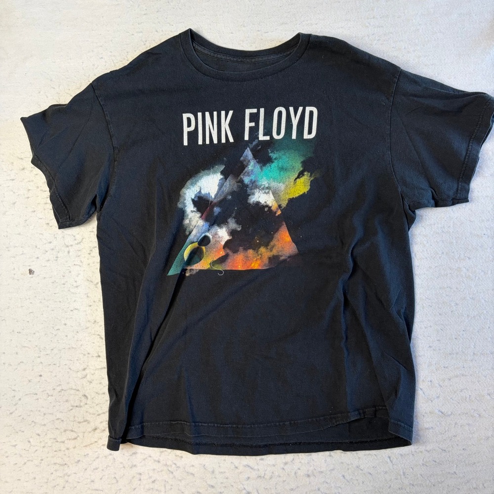 Pink Floyd Graphic T-Shirt Medium Black Dark Side of the Moon Prism Band Tee